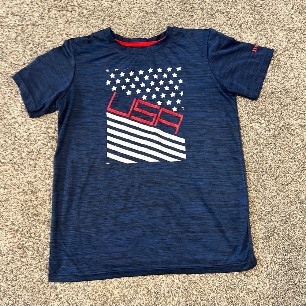 Spalding Navy Blue Kids Shirt with USA Graphic